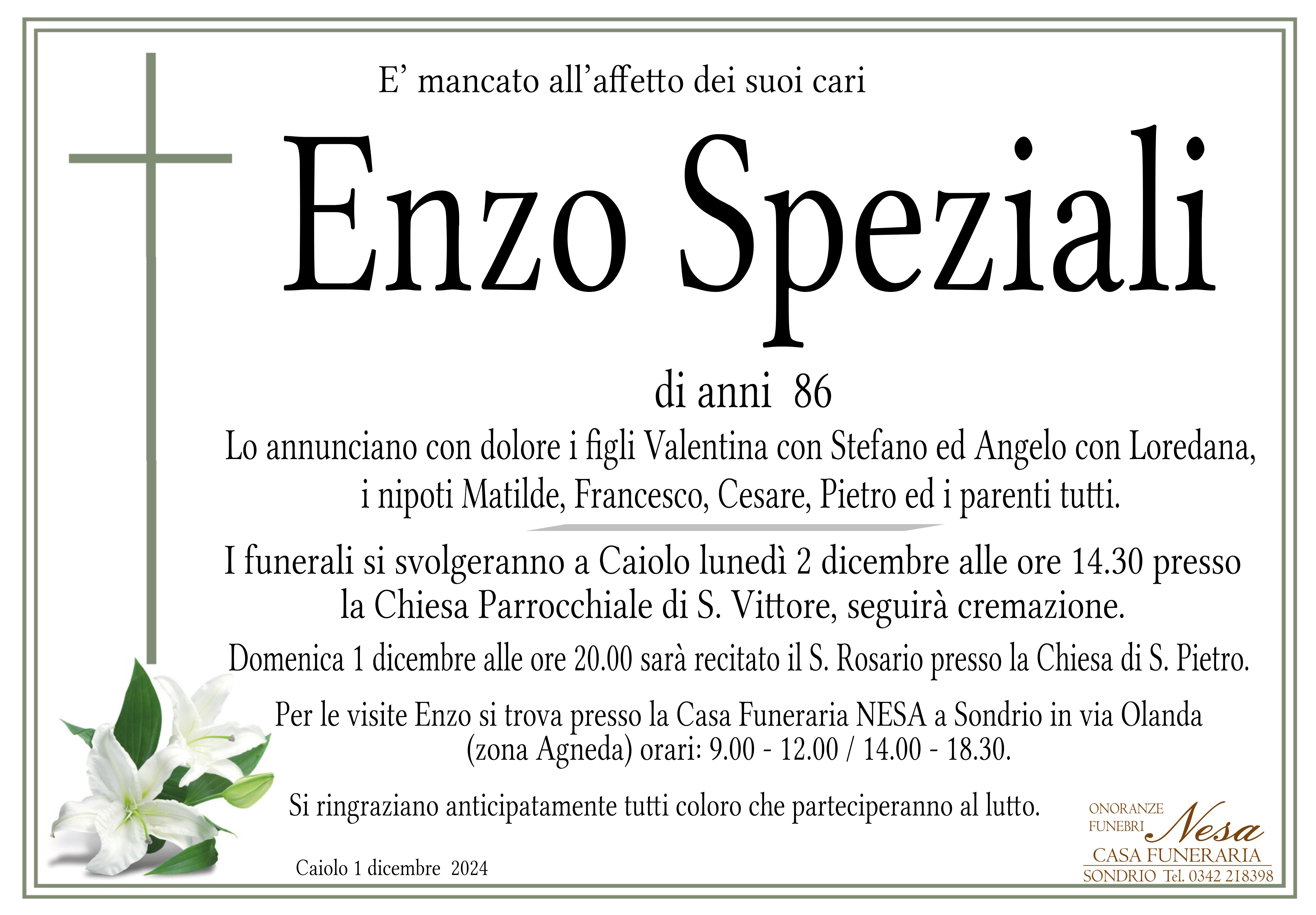 Necrologio Enzo Speziali